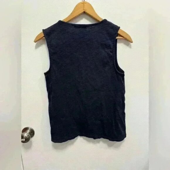 Marled essentials navy blue tank top size medium cotton blend pullover - Picture 8 of 10